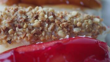 CloseUp View of a Delicious, Colorful Layered Dish with Nuts and Vibrant Red Peppers video
