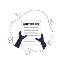 Whitepaper document in hands, design vector