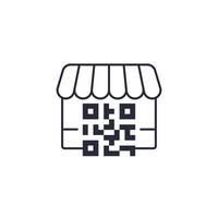 Shop and QR code icon vector