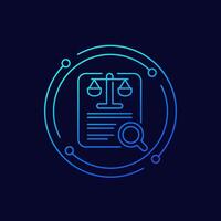legal document search icon, linear design vector