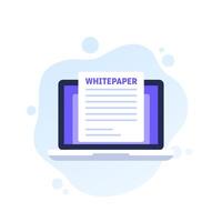 Whitepaper document illustration with a laptop vector