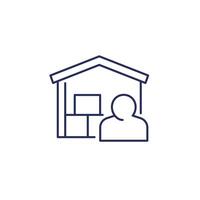 Warehouseman or warehouse manager line icon vector