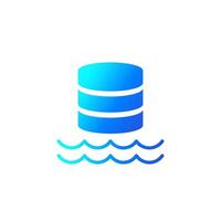 Data lake icon, repository of unprocessed data vector
