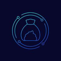 dog poop in bag icon, linear design vector