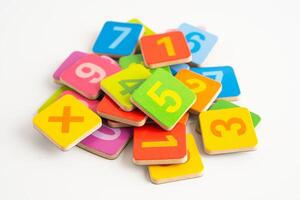 Math number isolated on white background with clipping path, mathematics learning course. photo