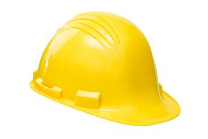 Yellow construction helmet isolated on white background with clipping path. photo