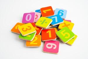 Math number isolated on white background with clipping path, mathematics learning course. photo