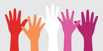orange, white, and pink colored hands as the colors of the lesbian flag. Flat design illustration. vector