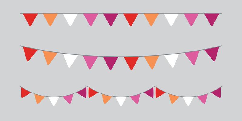 Orange, white, and pink colored party bunting, as the colors of the lesbian flag. LGBTQI concept.
