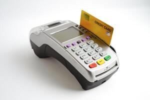 Payment POS terminal for finance and shopping business and technology. photo
