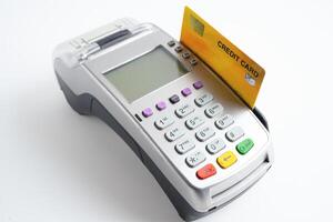 POS terminal for payment, finance and shopping, business and technology. photo