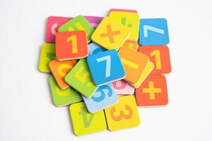 Math number isolated on white background with clipping path, mathematics learning course. photo