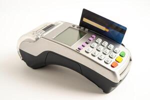 POS terminal for payment, finance and shopping, business and technology. photo