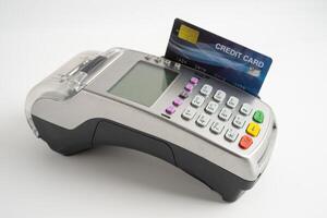 POS terminal for payment, finance and shopping, business and technology. photo