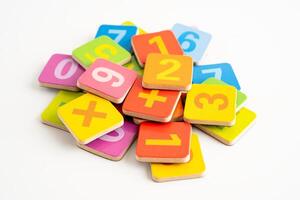 Math number isolated on white background with clipping path, mathematics learning course. photo