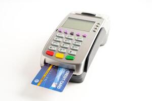 POS terminal for payment, finance and shopping, business and technology. photo