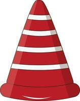 A red traffic cone with white stripes vector