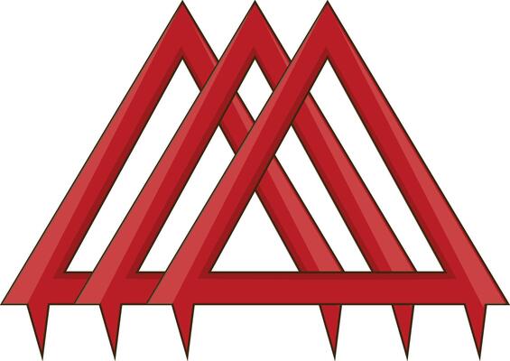 A triangle with three spikes on it