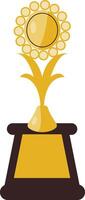 A golden trophy with a flower on top vector