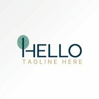 Logo design graphic concept creative abstract premium stock word text Hello tree trunk stem leaf leaves. Related monogram typography branding vector