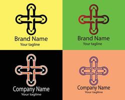 Four logos of the same shape for a dynamic business. vector