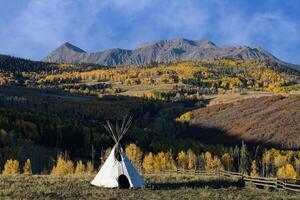 Autumn Color in the San Juan Mountains. Wilson Mesa. Camping in the wild. photo