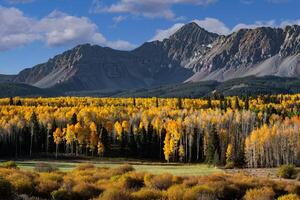 Autumn Color in the San Juan Mountains of Colorado. Wilson Peak as viewed from Wilson Mesa at sunrise photo