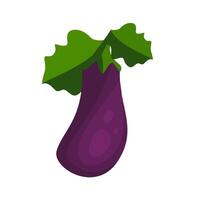 An eggplant with green leaves on it vector