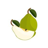 Pear with green leaf illustration vector
