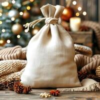 Tote Shopping Bag Mockup, Christmas theme photo