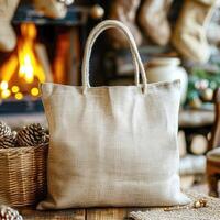 Tote Shopping Bag Mockup, Christmas theme photo