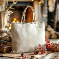 Tote Shopping Bag Mockup, Christmas theme photo