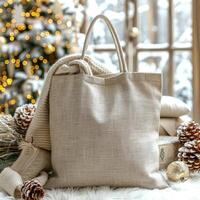 Tote Shopping Bag Mockup, Christmas theme photo