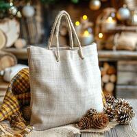 Tote Shopping Bag Mockup, Christmas theme photo