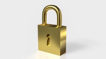 Golden lock for security or Business concept 3d rendering. photo