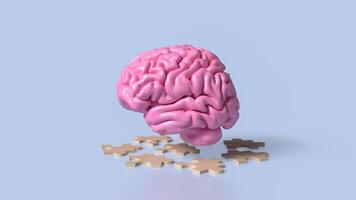 The brain and jigsaw for sci or education concept 3d rendering. photo