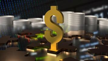 The dollar symbol and jigsaw for Business 3d rendering. photo