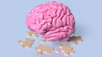 The brain and jigsaw for sci or education concept 3d rendering. photo