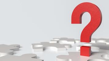 The red question mark and white jigsaw for Business concept 3d rendering. photo