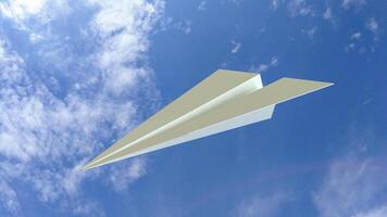 The white paper plane on sky background for Business or travel concept 3d rendering. photo
