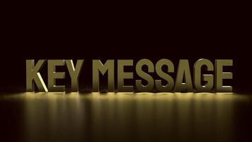 The gold text key message on black Background 3d rendering. photo