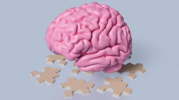 The brain and jigsaw for sci or education concept 3d rendering. photo
