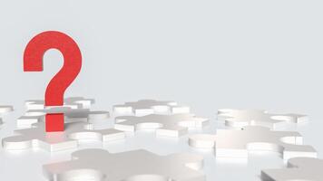 The red question mark and white jigsaw for Business concept 3d rendering. photo