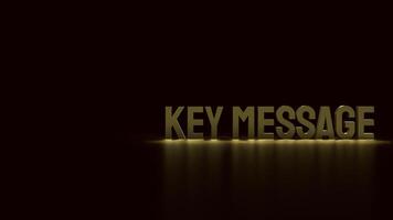 The gold text key message on black Background 3d rendering. photo