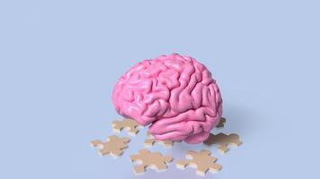 The brain and jigsaw for sci or education concept 3d rendering. photo