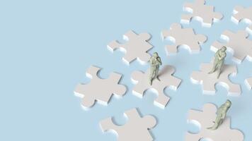 The man and puzzle for Business concept 3d rendering. photo
