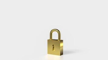 Golden lock for security or Business concept 3d rendering. photo