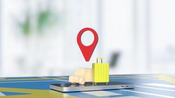 The Car and check point on mobile phone for travel or applications concept 3d rendering. photo