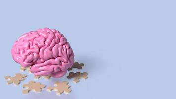 The brain and jigsaw for sci or education concept 3d rendering. photo