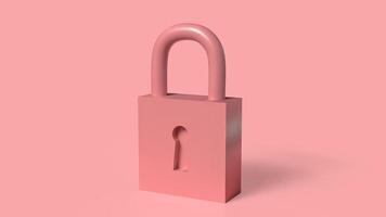 The Lock key on pink color background for security concept 3d rendering, photo